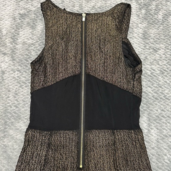 Express Y2K Dress Womens S Size 0 Mesh See Through V Neck Black Gold Whimsygoth - Picture 12 of 12